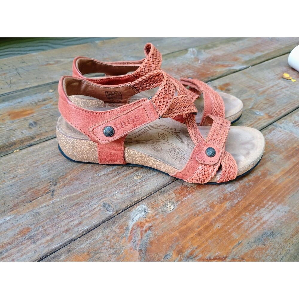 Taos 5-5.5 EU 36 Trulie Burnt Orange Women's Woven Leather Braid Wedge Sandals
